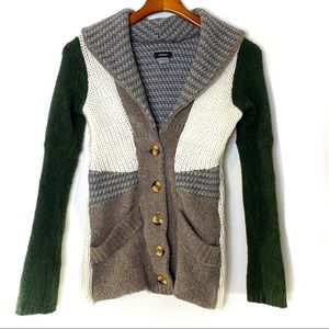 Chic Patchwork Cardigan with Button Detail